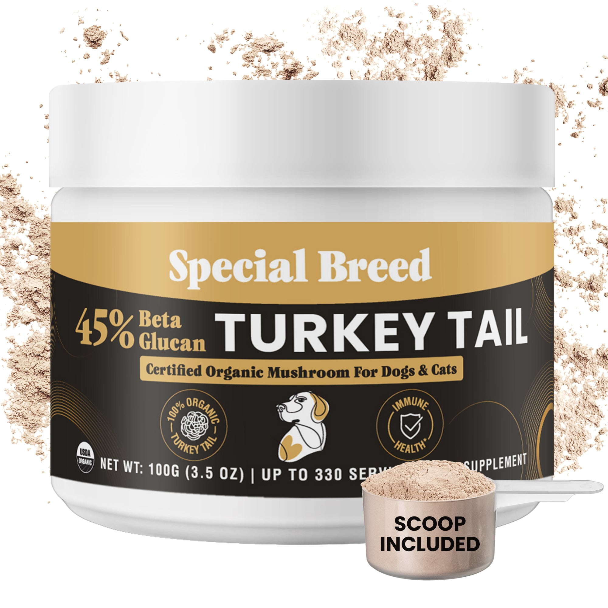 USDA Organic 45% Beta Glucan Turkey Tail Powder - 3.5oz