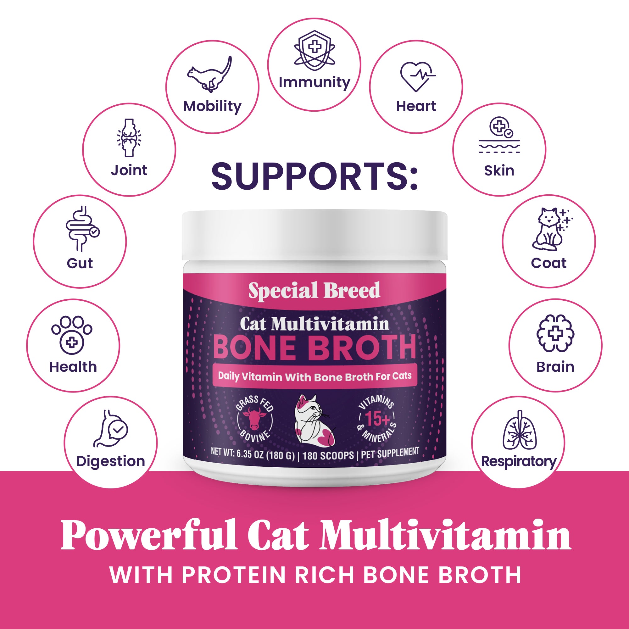 Cat Multivitamin With Grass-Fed Beef Bone Broth 180g