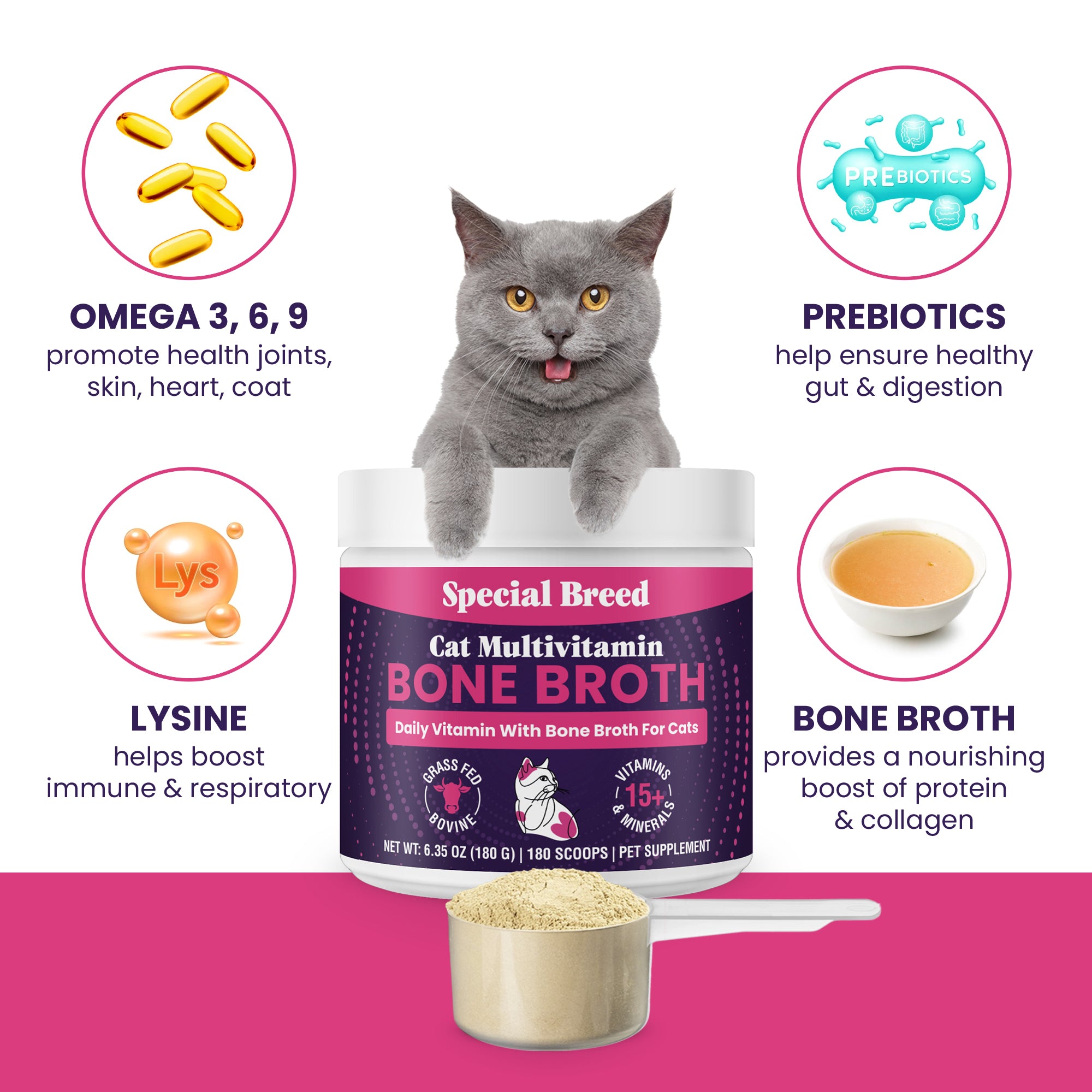 Cat Multivitamin With Grass-Fed Beef Bone Broth 180g