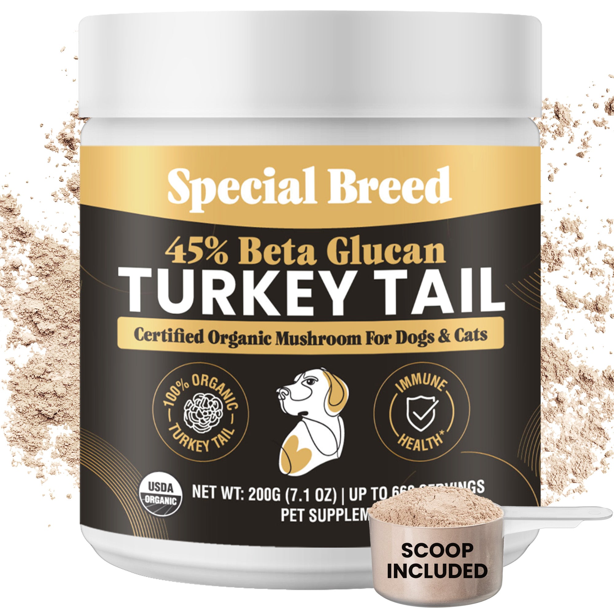 USDA Organic 45% Beta Glucan Turkey Tail Powder - 7oz