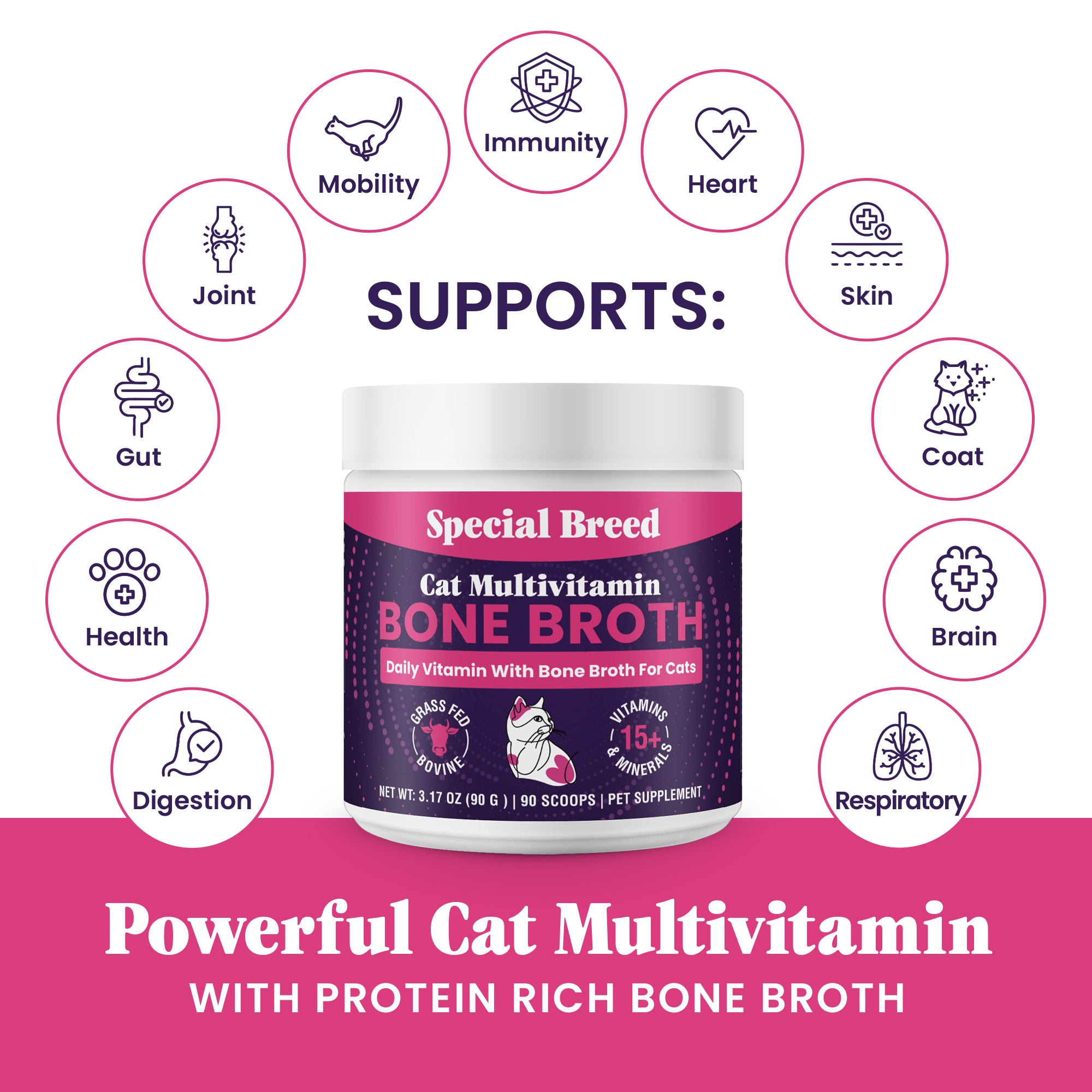 Cat Multivitamin With Grass-Fed Beef Bone Broth 90g
